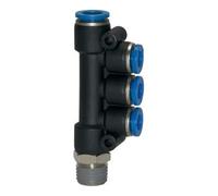 RIEGLER Riegler T-Collecteur multiple »Série bleue«, pivotant, R 1/8 extérieur, Ø 1x6 Quantité:1