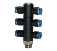 RIEGLER Riegler T-multiprise « Série Bleue », 6 voies, pivotante, G 1/4 à Ø6mm Quantité:1