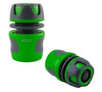 Riegopro Lot de 2 connecteurs rapides pour tuyau d'arrosage bi-composant antidérapant 15 mm Aquastop
