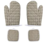 Rieoany Gant Four Anti Chaleur et Maniques Cuisine, Set de 2 Gants Cuisine Isolants, 2 Manique en Coton Résistants à la Chaleur, Gant Four avec Boucle de Suspension, pour Cuisson, Barbecue