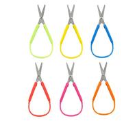 Rierdge Lot de 24 ciseaux à boucle de 14 cm, ciseaux à poignée pour enfants avec poignées d'ouverture auto-adaptatives pour tout-petits et enfants d'âge préscolaire, 6 couleurs