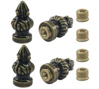 Rierdge Lot de 4 embouts de lampe en laiton antique - Design à vis à double filetage compatible avec les filetages de harpe de 1 cm et 1/4-27 pour lampes de table, sol, appliques murales, lot de 4