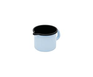 Riess, 0038-028 BACKEMAILLE Pot à bec Bleu Diamètre 9 cm Volume 0,5 l Émail Bleu clair Hauteur 8,5 cm Largeur 14,6 cm Longueur 10,2 cm 250 g