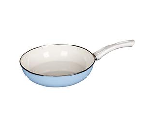 Riess, 0042-032, Poêle en verre céramique Ø 24cm, BLUE, Vol. (rec.): 1,5 Litres, Made in Autriche, LBH: 43,4x25,3x7,2Centimètres, 1,235Kilogrammes, poêle à frire, Émaillée, Passe au four