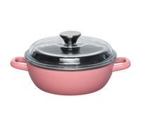 Riess, 0043-114 Sauteuse haute avec couvercle en verre Ø 20 cm, rose, émail, fabriquée en Autriche, L : 27,5 x 21,1 x 13,2 cm, 1,500 kg, émaillé