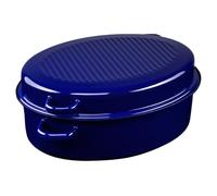 Riess Cocotte d'oie ovale avec couvercle – émaillée 38 cm, 6,5 L, bleu ext./noir int., induction