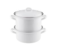 Riess, 0286-033, Cuiseur de pommes de terre avec couvercle en émail 18, CLASSIC- WEISS, 19 cm de haut, 18cm de diamètre, émail, blanc