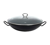 Riess, 0385-022, Wok avec couvercle en verre 36, CLASSIC - NOIR, diamètre 36 cm, dimensions 44,5 x 36 x 16,5 cm, contenance 4 litres, émail, noir, induction