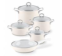 Riess Set de casseroles Avorio émail 5 pièces (4 casseroles, 1 poêle)