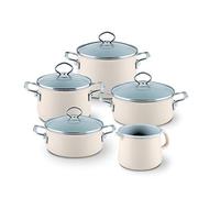 Riess, 0584-011 Set Familial 5 pièces, Nouvelle - Avorio Extra Fort, composé de : marmite avec Couvercle en Verre 16 et 20 cm, Casserole avec Couvercle en Verre 16 et 20 cm et marmite à Bec 12 cm