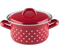 Riess Casserole avec couvercle Ø14cm 0,8L pois rouge émail