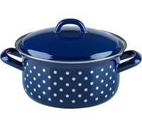 Riess Casserole avec couvercle Ø16cm 1,1L bleu pois émail