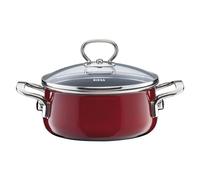 Riess Casserole avec couvercle en verre Ø16cm 1,3L Rosso émail