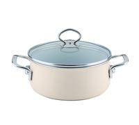 Riess Casserole avec couvercle en verre Ø20cm 2 litres Emaille Nouvelle Avorio extra forte