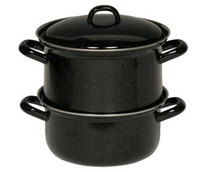 Riess Cuiseur de pommes de terre avec couvercle Ø18cm 2 litres 3 pièces Classic Noir Émail