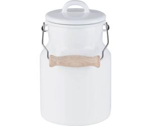 Riess Grand-mère Pot à lait Couvercle émaillé/poignée en bois 1,5 litre Émail Classic Blanc