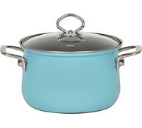 Riess Marmite à viande avec couvercle en verre Ø20cm 3,5 litres émail Nouvelle bleu cristal