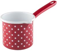 Riess Pot à bec en émail avec manche 10 cm 0.75 litre Pois Rouge