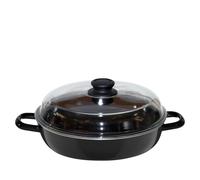 Riess Schmorpfanne mit Glasdeckel Ø24cm zwei Griffe Schwarz Emaille