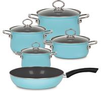 Riess Set de casseroles 5 pièces bleu cristal émail
