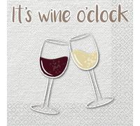 Riethmüller Lot de 16 serviettes en papier « It's wine o'clock » - 33 x 33 cm - Grandes serviettes en papier avec inscription en allemand pour soirée entre filles, fêtes et dîners - Décoration de