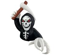 Riethmüller Squelette Gonflable avec Faux - 210 x 156 x 200 cm - Décoration d'halloween pour l'extérieur et l'intérieur - Figurine avec Ventilateur, Effets de lumière - Piquets et Cordes - Décoration