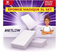 Rietlow® Lot de 10 Éponges Magiques - Gomme Magique Double Densité - Éponge en Mélamine pour Murs Blancs, Cuisine, Salle de Bain, Chaussures & Voiture - Nettoyage Facile avec Magic Eraser Sponge