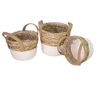 Riffelmacher 01105 Lot de 3 paniers de Plantes tressés avec Insert en Film pour Plantes et Pots de Fleurs tissés au Look bohème, Cadeau pour Pendaison de crémaillère