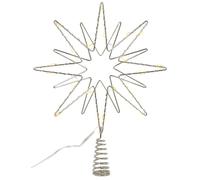Riffelmacher 17758 Pointe d'arbre double étoile avec éclairage LED Argenté 20 x 26 cm