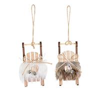 Riffelmacher 74155 Pendentif traîneau en Bois avec Fourrure et cœur 2 Couleurs Assorties Blanc/Marron 11,5 x 5 cm
