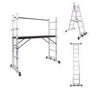 RIG-100 - Échafaudage multifonctionnel 3-en-1 H165,5 cm Échelle en aluminium avec roues