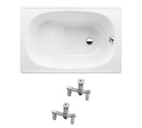 Riga 105x70 cm baignoire gain de place 120 L en acier émaillé avec pieds, gauche et droite, blanc (3400-SET)