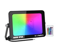 RIGIDON 100W RGB Projecteur LED Extérieurs avec Télécommande, RVB Projecteur LED Exterieur Interieur Couleur, 16 Couleurs 4 Modes Neon Spot Led pour Jadin Terrasse Patio, IP66 étanche
