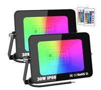 RIGIDON 2 pack 30W RGB projecteur led extérieurs avec IR télécommande