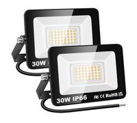 RIGIDON 2x 30W 3000lm projecteur d'extérieur led, 3000K blanc neutre | sans prise, luminaire exterieur, IP66 étanche, éclairage de sécurité lampe, pour patio garage terrasse jardin chantier