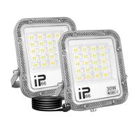 RIGIDON 2x 30W projecteur d'extérieur led avec prise EU, 3000lm luminaire