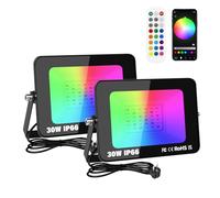 RIGIDON 2X 30W RGB projecteur led extérieurs App & IR télécommande, 3000lm | exterieur & interieur, couleur RGBW, lumière de projecteur, minuteur neon spot led, pour jadin, terrasse, patio, IP66 étanche