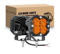RIGIDON 2x Mini Phare travail led, 3 pouces 30W 3000LM Fuex Led 4x4 Carré | 12V 24V, 3000K Ambre, étanche, Spot Feu antibrouillard, Feux de travail Hors route pour Voiture Camion Tracteur SUV ATV UTV