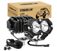 RIGIDON 2x phare de travail led 12V DT faisceau kit, 4,3 pouces 20W 2000lm | 6000K blanc, longue portée, étanche, spotlight, pour offroad Véhicules Voiture camions SUV ATV UTE 4x4 tracteur bateau