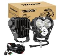 RIGIDON 2x phare de travail led 12V DT faisceau kit, 4 pouces 25W 2500lm | 6000K blanc, longue portée, étanche, flood spot combo, pour offroad Véhicules Voiture camions ATV UTE 4x4 tracteur bateau
