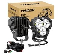 RIGIDON 2x phare de travail led 12V DT faisceau kit, 4 pouces 25W 2500lm | 6000K blanc, longue portée, étanche, spotlight, pour offroad Véhicules Voiture camions SUV ATV UTE 4x4 tracteur bateau