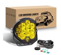RIGIDON 5 Pouces 50W 5000LM Phare de Travail Led Rond avec 12V Faisceau Kit | 3500K Jaune, Feux de travail Led, Feu antibrouillard, éclairage auxiliaire pour 4x4 Offroad Voiture Camion SUV ATV Tracteur