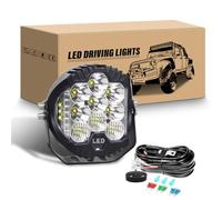 RIGIDON 5 Pouces 50W 5000LM Phare de Travail Led Rond avec 12V Faisceau Kit | 6000K Blanc, Feux de travail Led, Feu antibrouillard, éclairage auxiliaire pour 4x4 Offroad Voiture Camion SUV ATV Tracteur