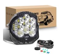 RIGIDON 7 Pouces 75W 7500LM Phare de Travail Led Rond avec 12V Faisceau Kit | 6000K Blanc, Feux de travail Led, Feu antibrouillard, éclairage auxiliaire pour 4x4 Offroad Voiture Camion SUV ATV Tracteur