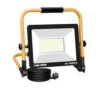 RIGIDON 75W projecteurs de chantier, lampe d'extérieur pliable portable | 7500lm, câble de 3 mètres, 6000K blanc, etanche IP66, phare de travail led, pour travaux d'atelier, garage, terrasse, jardin