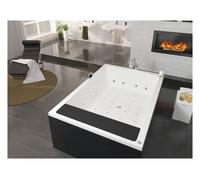 RIHO Anna Baignoires rectangulaires Thermae, avec grand appui-tête noir, 190x130x65cm, blanc, B065004005, Exécution: Version gauche