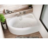 RIHO Aryl Baignoires d'angle, version gauche, avec système Air, à encastrer, 2 places, blanc, B020002005, Exécution: 140x90x46,5cm, volume utile : 120 litres
