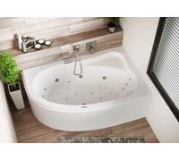 RIHO Aryl Baignoires d'angle, version gauche, avec système Joy, à encastrer, 2 places, blanc, B018007005, Exécution: 170x110x46,5cm, volume utile : 200 litres