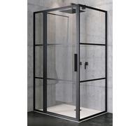 Riho Grid cabine de douche 130x100 cm rectangulaire noir mat/verre à motif G004024121
