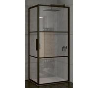 Riho Grid cabine de douche 80x80 cm carrée noir mat/verre à motif G004007121
